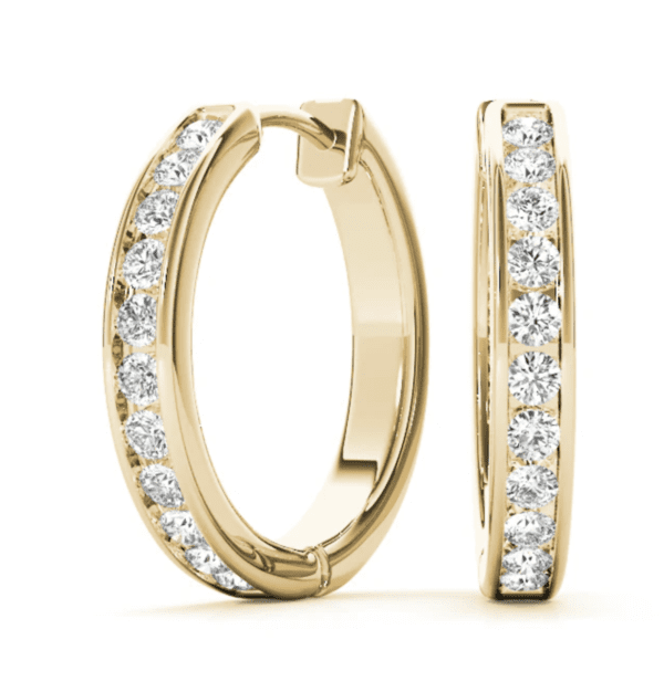 Channel-Set Diamond Hoop Earrings - Image 4